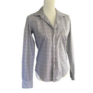 Frank & Eileen Plaid Button Down Long Sleeves Shirt Blouse Grey Women Size XS